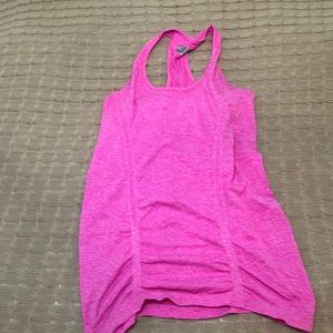 Athleta racer back rouched tank in pink size large